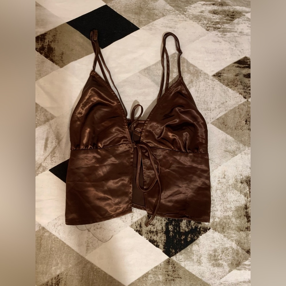 H&M brown silky top